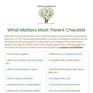 What Matters Most Parent Checklist